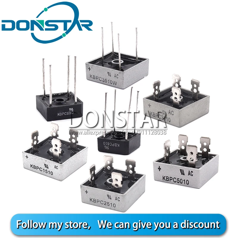 Диодный мост KBPC610 KBPC1010 KBPC1510 KBPC2510 KBPC3510 KBPC3510W KBPC5010 10 10A 15A 25A 35A 50A 1000 В выпрямитель 2