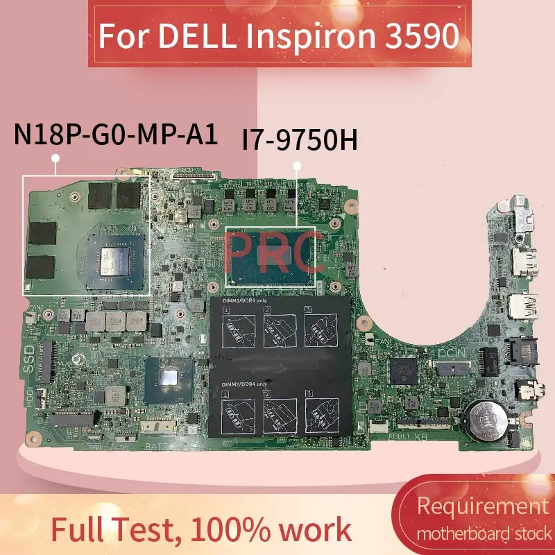 CN 0WGHCV для DELL Inspiron 3590 I7 9750H Материнская плата ноутбука N18P G0 MP A1 DDR4 материнская