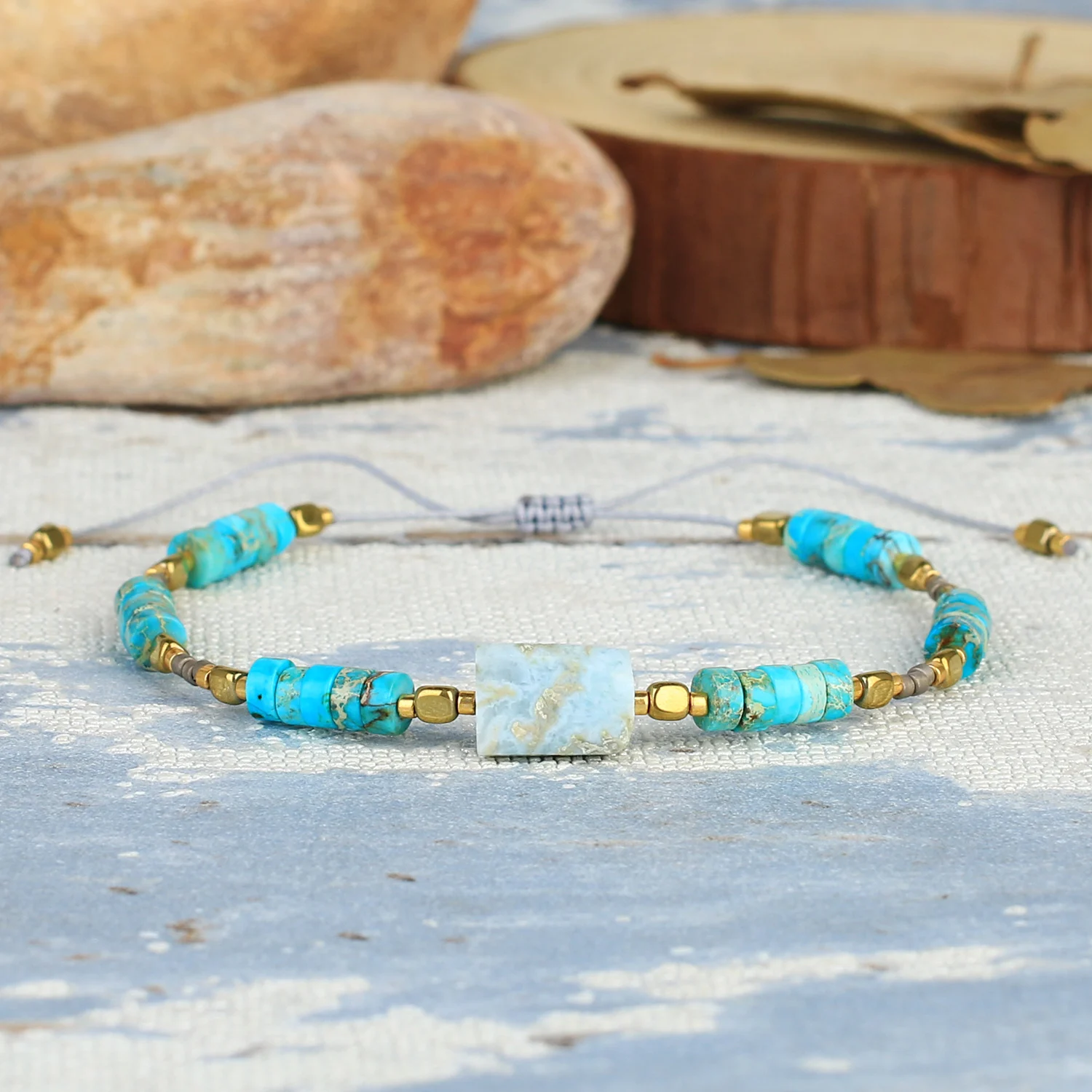 

KELITCH Vintage Natural Texture Stone Beaded Bracelets Thin Rope Women Fashion Handmade Jewelry 2020 New Luxury Couple