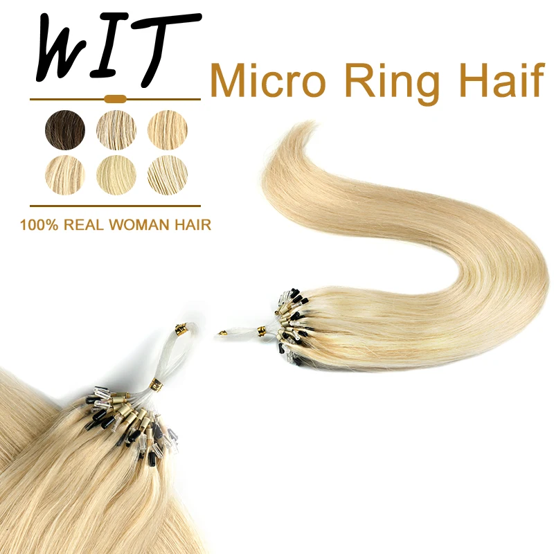 

WIT Pre Bonded Micro Ring Hair Extensions Human Hair Cold Fusion Invisible Microbeads Brazilian Straight Machine Made Remy 1G/1S