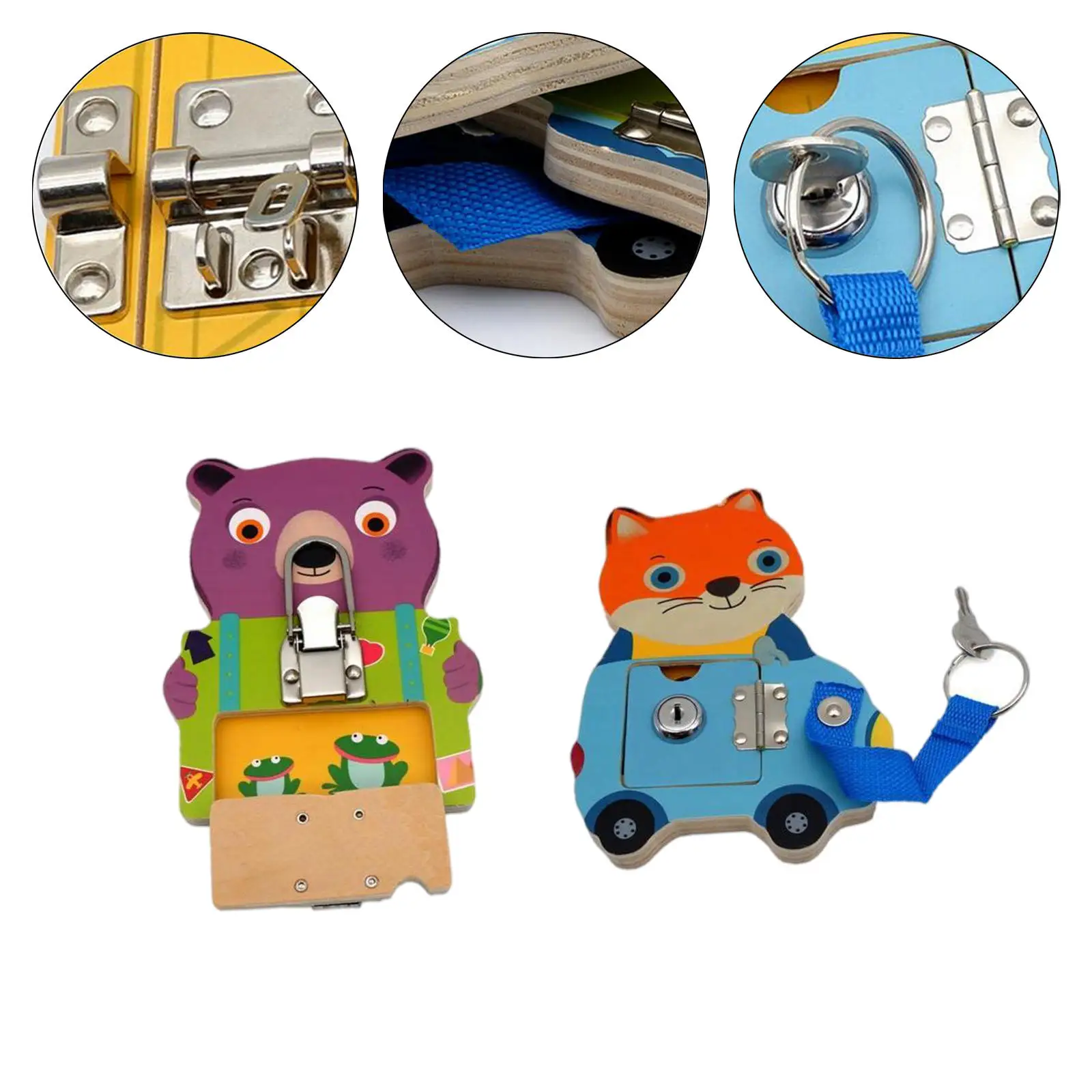 

2pcs Toddlers Montessori Busy Board DIY Unlocking Self-Care Training Children Toy Learn To Unlock Busy Board Toys