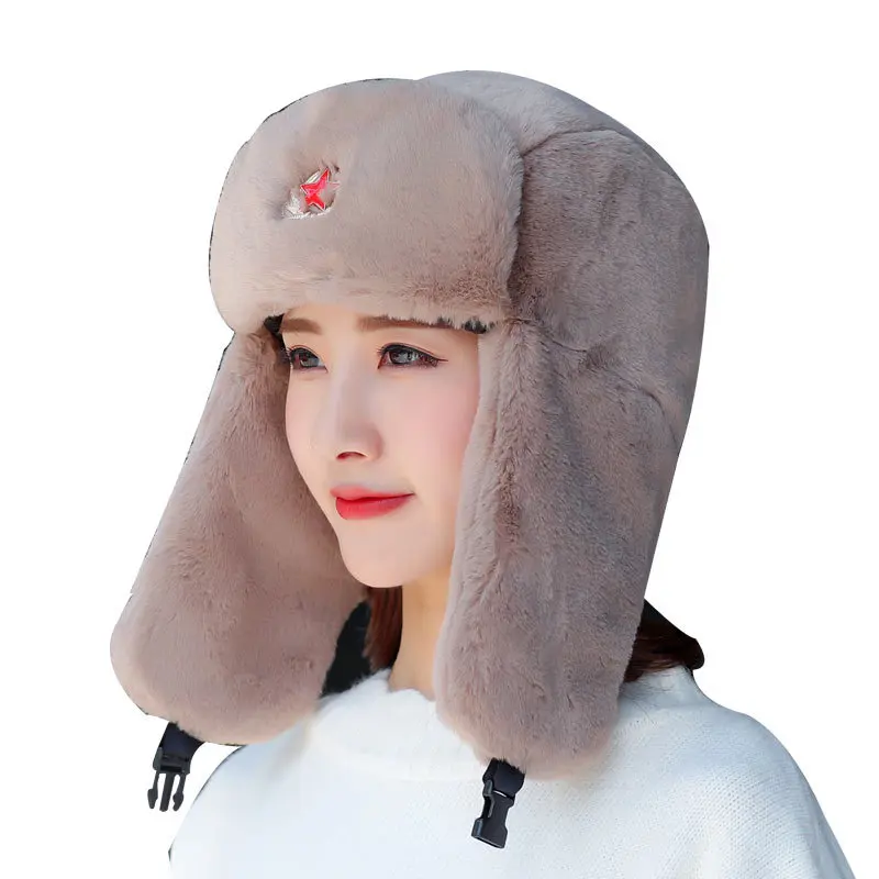 

2019 winter and 28 children han edition rabbit pentagram cycling ear muffs head cap web celebrity warm lei feng's cap
