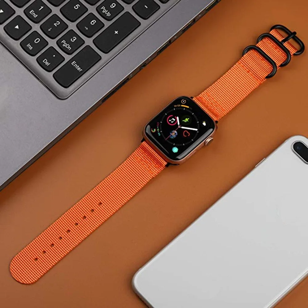 Лидер продаж нейлоновый ремешок для часов для Apple Watch Series 5 4 40 мм 44 мягкие спортивные нейлоновый браслет 38 мм/42 мм, ремешок для наручных часов iwatch 1/2/3