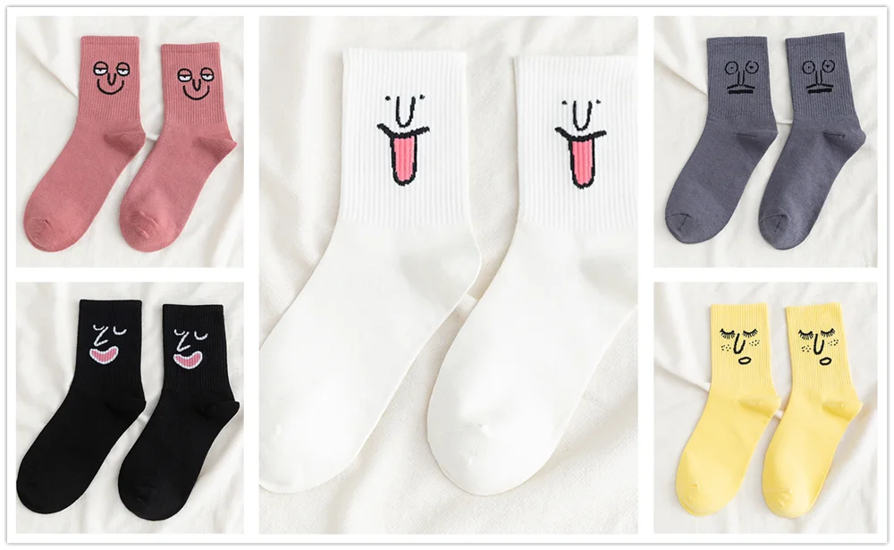 5 pairs 5 пар/упак. унисекс сюрприз Средние мужские носки Harajuku ColorfulWinter смешные мужские носки 100 Хлопок Kawaii Размер 35-42 - Цвет: 5 pairs