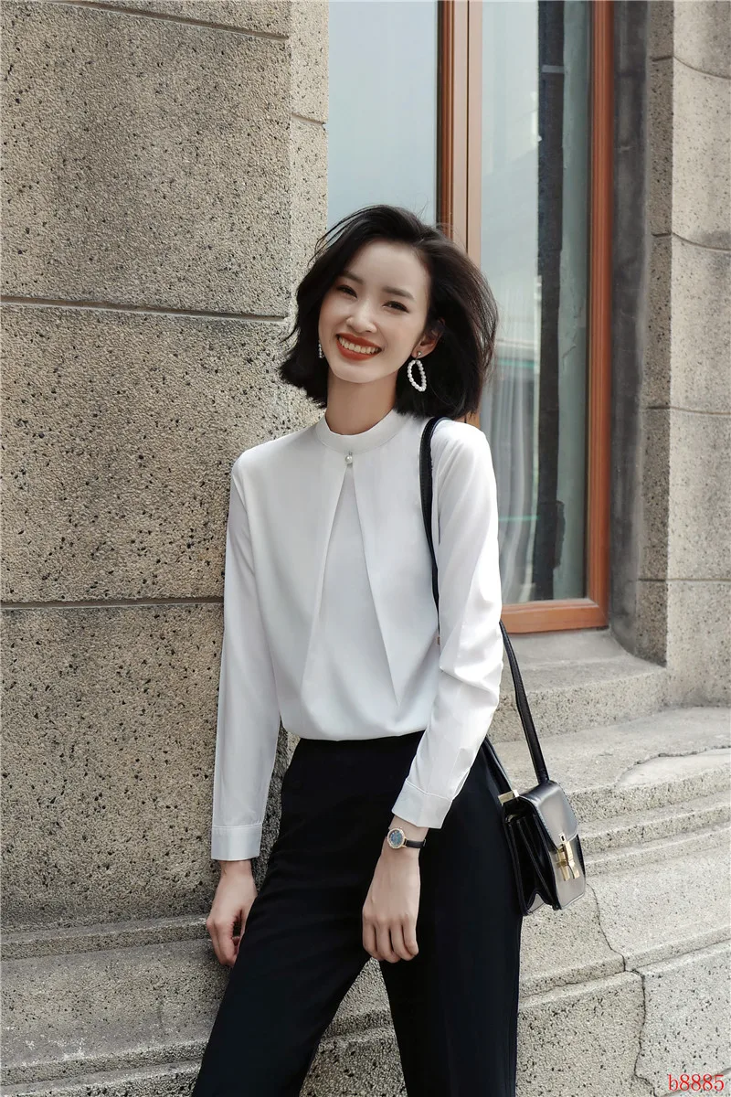 Женская блузка с длинным рукавом белая офисная одежда 2020 |