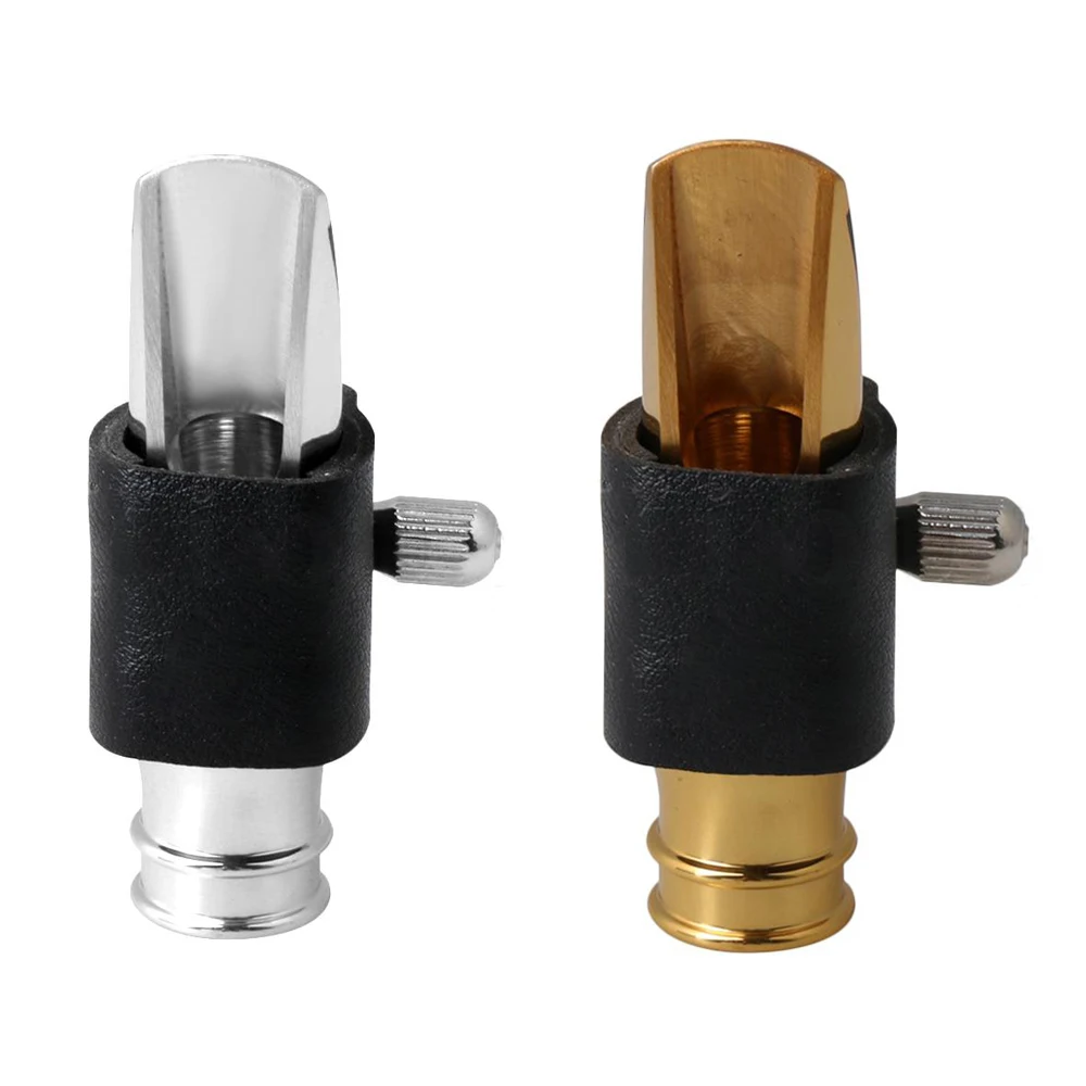 Золотой Серебряный Джаз bB сопрано саксофон мундштук с кожаным зажимом 5 #6 #7 #8 #9