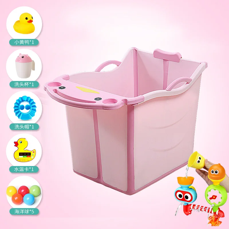 

Tremolo Children's Folding Bath Bucket Increased Bath Bucket Infant Bath Can Sit And Lie Neonatal Baby Bath Thermal Preservation