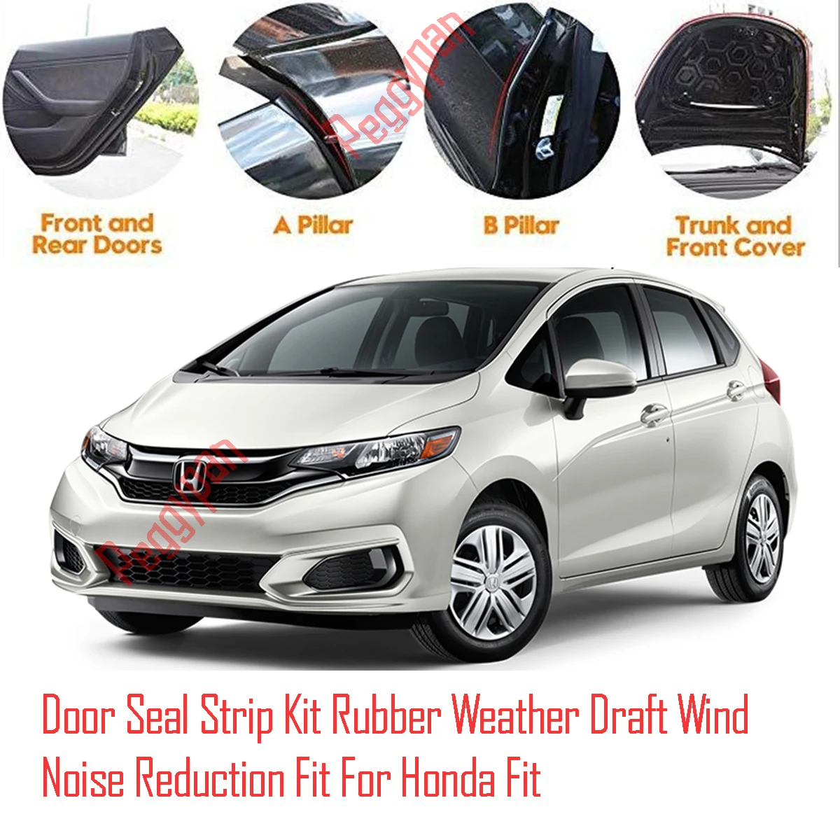 Door Seal Strip Kit Self Adhesive Window Engine Cover Soundproof Rubber Weather Draft Wind Noise Reduction Fit For Honda Fit