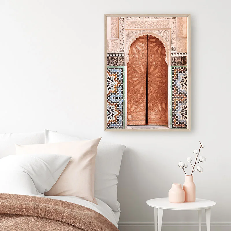 Марокканская архитектура двери холст живопись винтажный постер арабское
