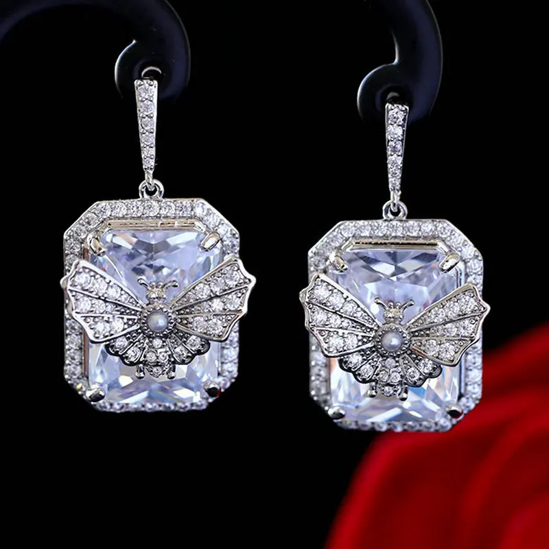 

1pair Clear CZ Butterfly Earring Luxury Earrings Sexy Earring Fashion Jewelry for Woman Gift
