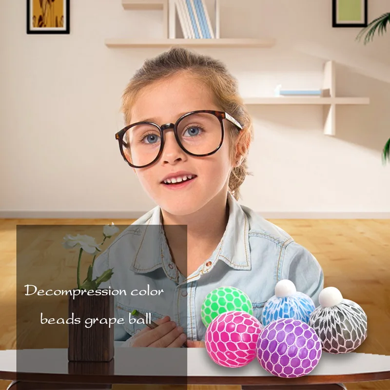 

Stress Relief Squeeze Grape Balls Relieve Pressure Balls Hand Fidget Toy Rainbow Novetly Squeeze Ball Mesh Squishy Balls