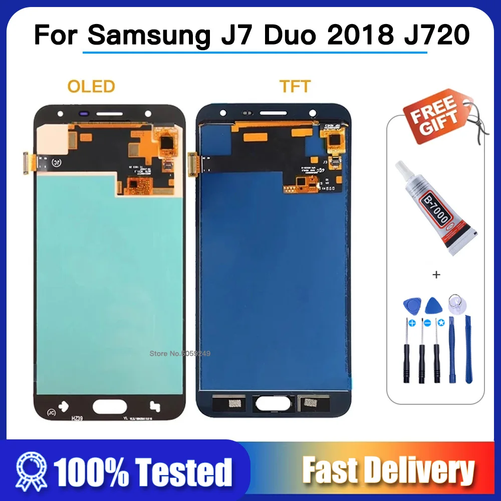 Oled 5 ''для Samsung Galaxy J7 Duo 2018 J720 SM-J720F J720F SM-J720M SM-J720F/DS модуль ЖК-дисплей и дигитайзер