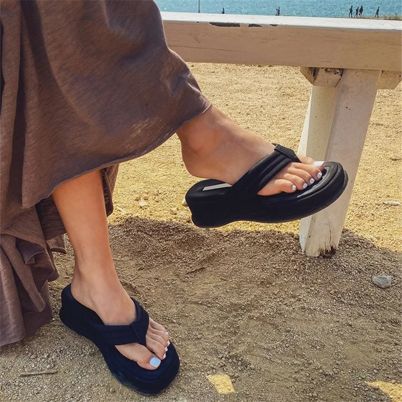 

Black/white Mixed Color Thick Bottom Flip Flops Women Famous Designer Clip Toe Slippers Ladis Platform Jandal Slides Beach Shoes