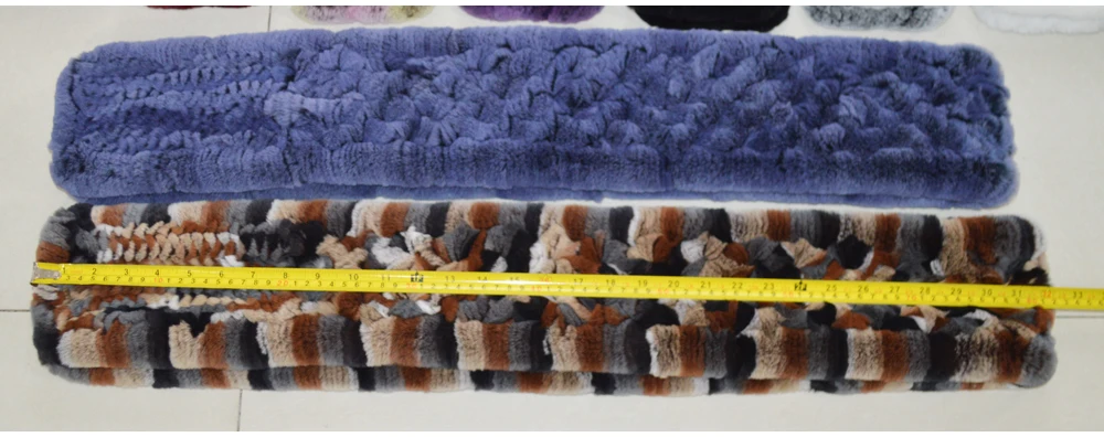 Winter Long Style Women Real Rex Rabbit Fur Scarf Rex Rabbit Fur Warm Soft Ring Scarfs High Quality Knit Rabbit Fur Scarves