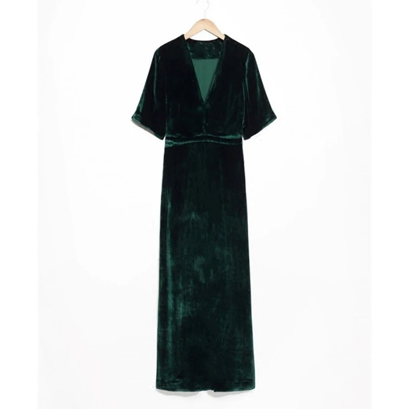 Женское золотое бархатное платье 2020 зимнее теплое сексуальное с глубоким v