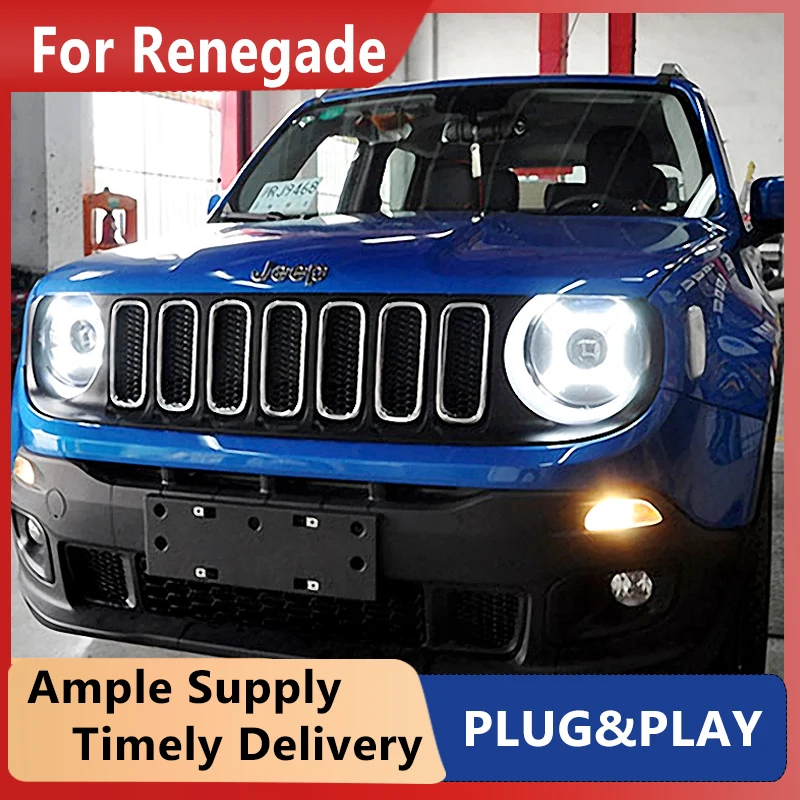 Cars Headlight For Jeep Renegade 2015-2021 Headlights LED DRL Running lights Bi-Xenon Beam Fog lights angel eyes Auto