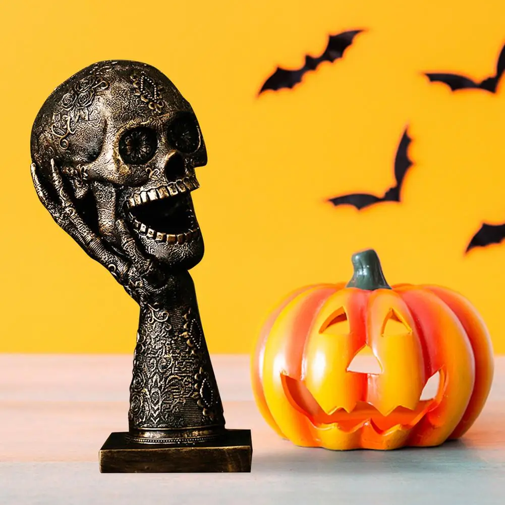 

Nordic Style Holiday Celebration Creative Halloween Skeleton Head Statue Resin Home Halloween Decorative Craft Accessories