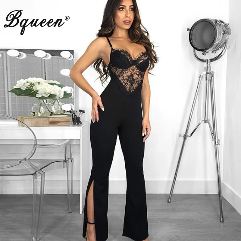 Женский кружевной комбинезон на бретелях с V образным вырезом|Женские