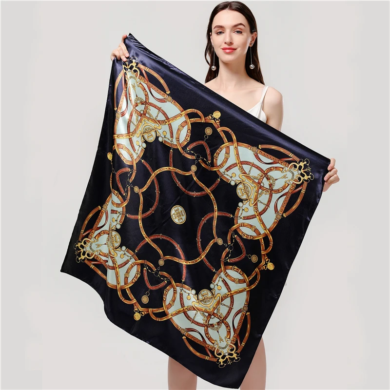 2021 дизайнерские квадратные атласные шарфы для женщин маленький хиджаб шарф