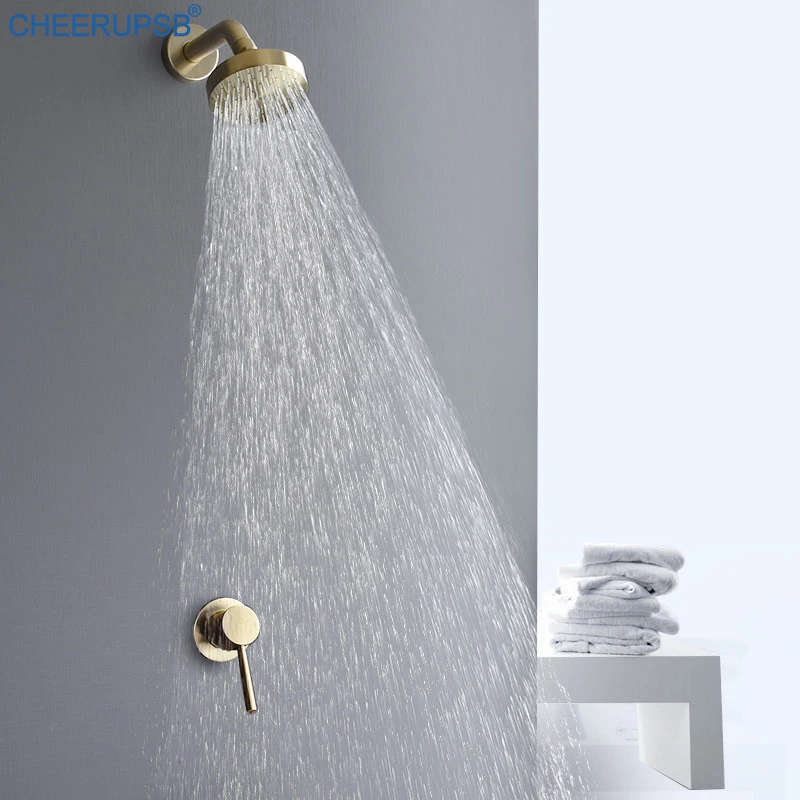 Настенный скрытый душевой набор для ванной комнаты Круглый верхний распылитель