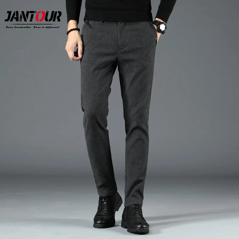 Брюки мужские прямые длинные хлопок толстые классические повседневные деловые