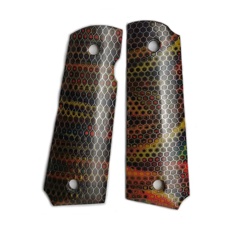 

TOtrait 2Pieces Tactics Pistol 1911 Grips Black C-Tek Honeycomb Pattern Resin Grips Custom Grips CNC Material 1911 Accessories