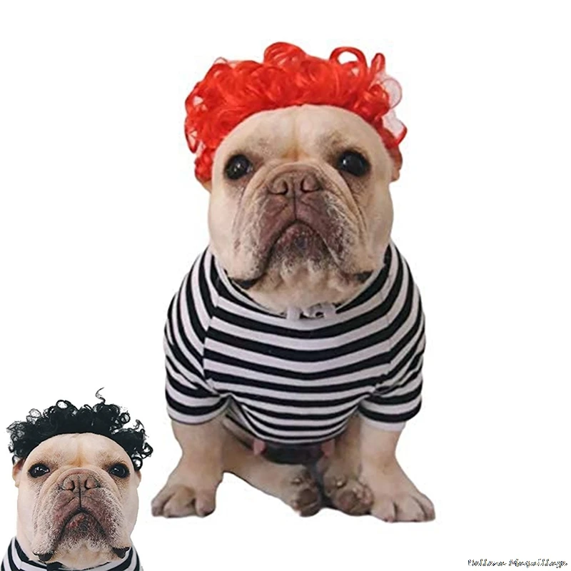 

Funny Cute Pet Cat Costume Colorful Wig Cap Hat For Cat Dog Halloween Christmas Clothes Fancy Dress With Ears Pet Clothes