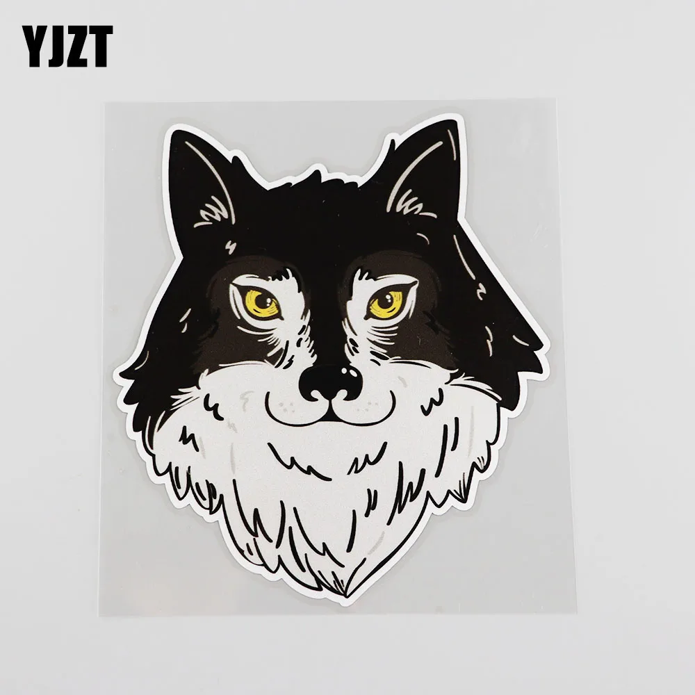 

YJZT 12.4CM*14.2CM Interesting Originality Fierce Animals Wolf Car Sticker 12A-0012