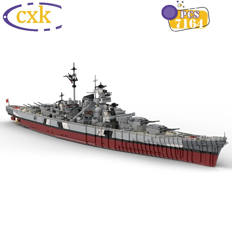 

Высокотехнологичная Военная серия ww2, оружие MOC-29408, линкор Бисмарк, Круизер, строительные блоки, кирпичи, игрушки для детей, рождественские п...