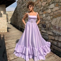 uzn lavender a line beading straps prom dress sexy saudi arabia evening gowns customized party dresses