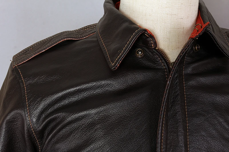 

2021 Air Force Flight Genuine Men Cowhide A2 Bomber Jacket Slim Fit Motorcycle Biker Real Leather Coat