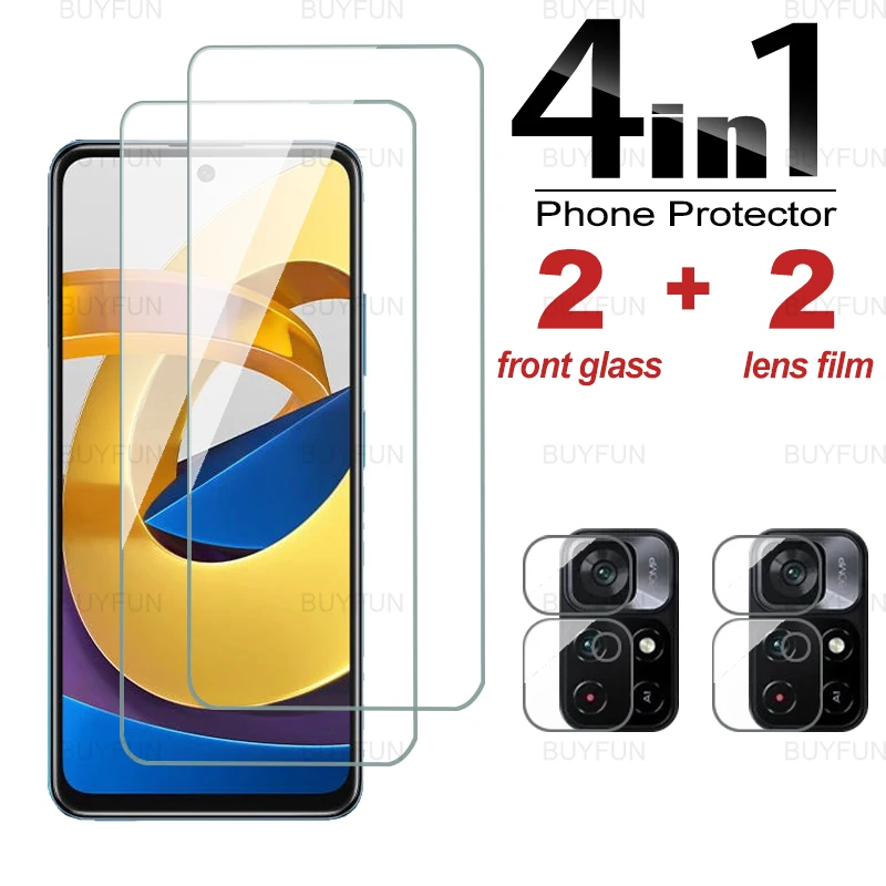 

4 в 1 закаленное стекло для Xiaomi Poco M4 Pro 5G передняя защита экрана для poco m4 m 4 pro m4pro 6,6 дюймовая пленка для объектива камеры