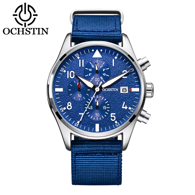 

OCHSTIN Men Watches Brand Luxury Nylon Strap Waterproof Sport Quartz Chronograph Military Wristwatch Men Clock Relogio Masculino