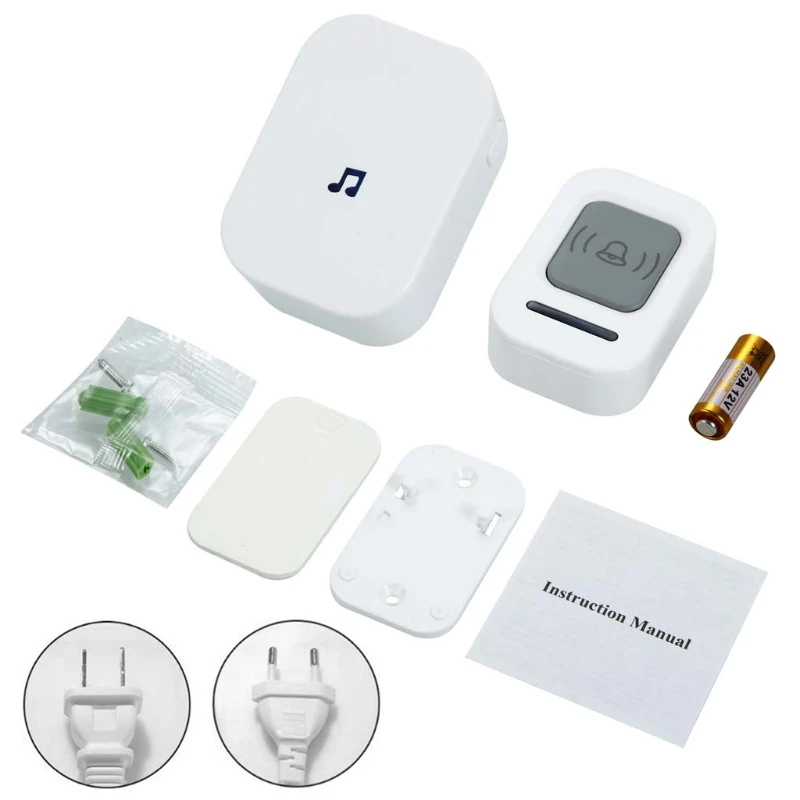 

EU US Plug AC 90-260V Wireless Doorbell Door Bell 60 Rings Tune Song 300M Remote Distance Smart Home Cordless Doorbell