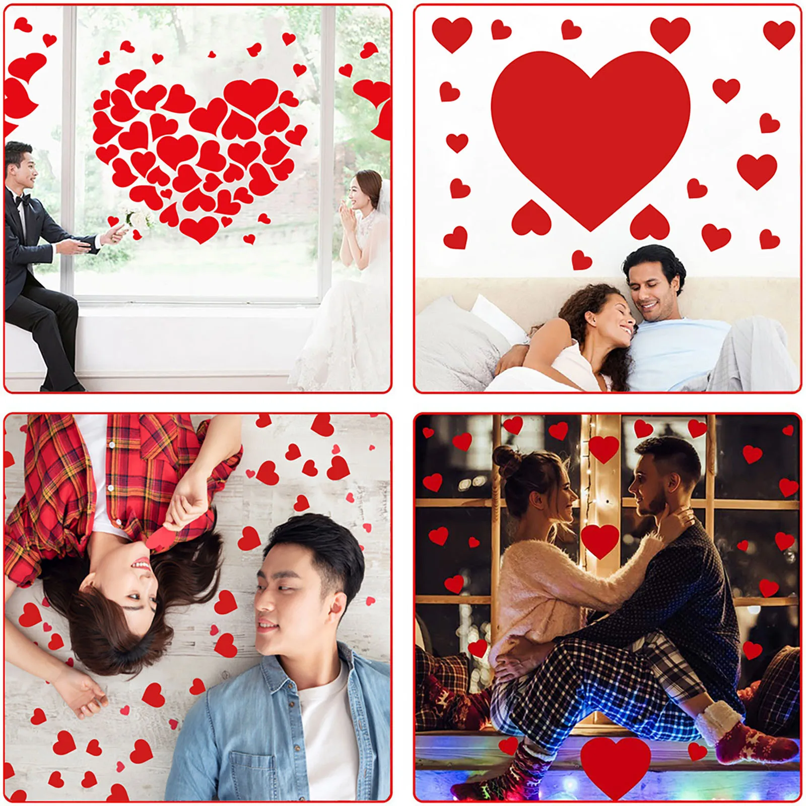 

Valentine's Day Red Wall Sticker Heart Adhesivos De Pared Decoracion De Hogar Creative DIY Self-adhesive Glass Sticker 2021 New