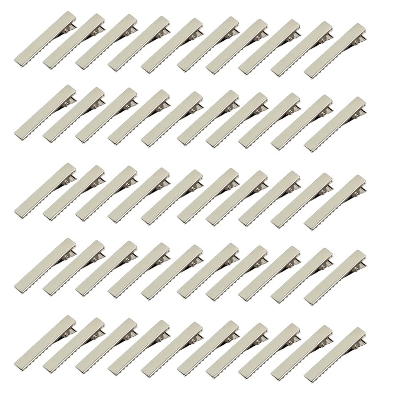 

Мини-заколки для волос «крокодил», серебристые, 50 шт.