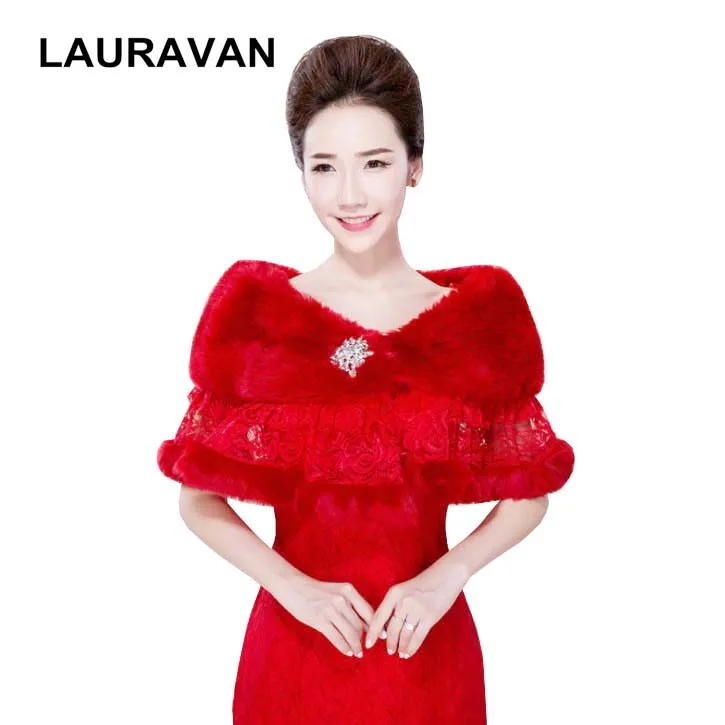 2020 Дешевые Красные кружевные женские зимние свадебные искусственные меховые