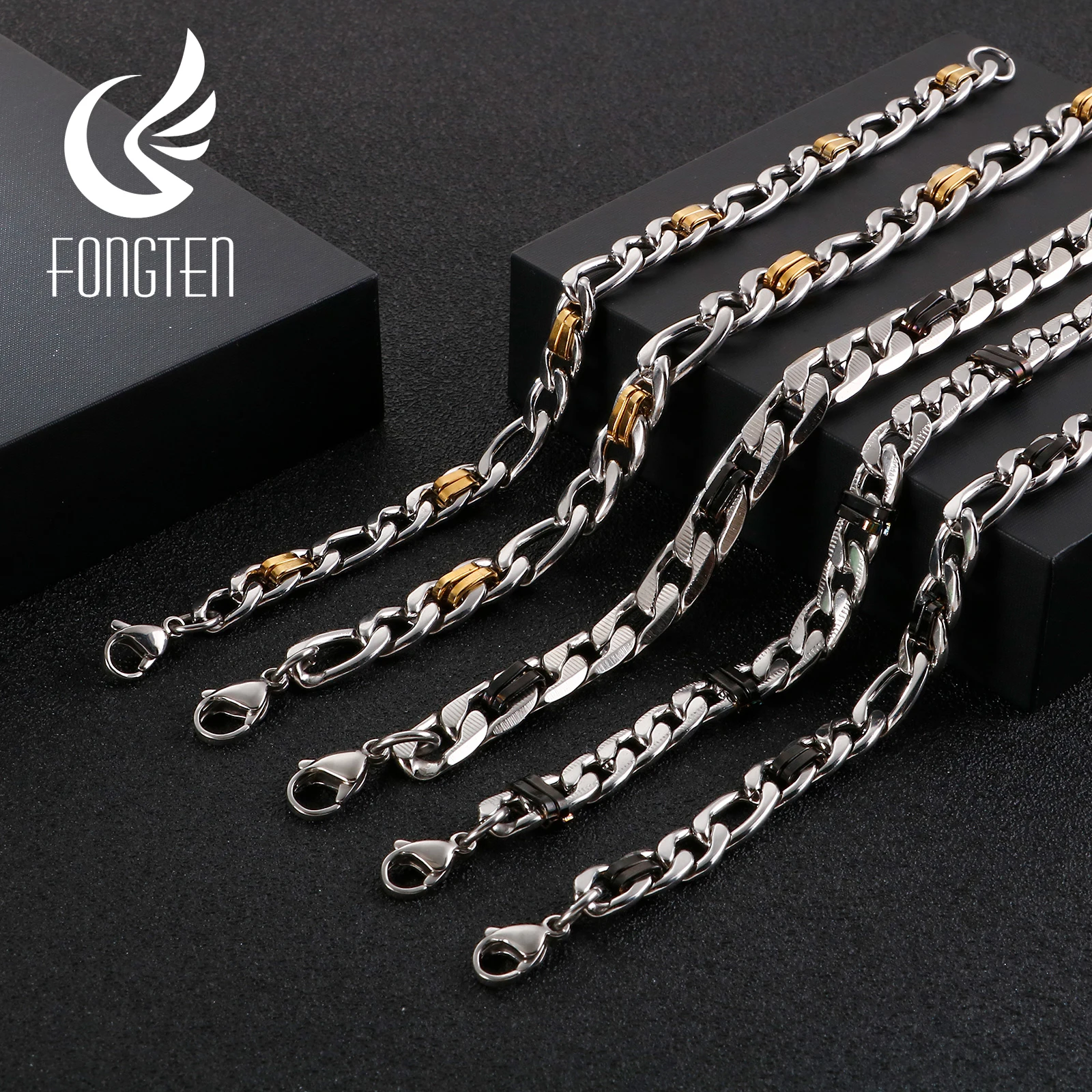 Оптовая продажа металлические нестандартные звенья Fongten цепочка браслет для