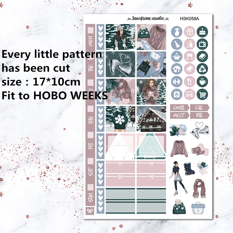 

2pcs Winter ski resort Weekly label Decorative Sticker DIY Stationery sticker Scrapbooking album Stickers for Hobonichi Weeks