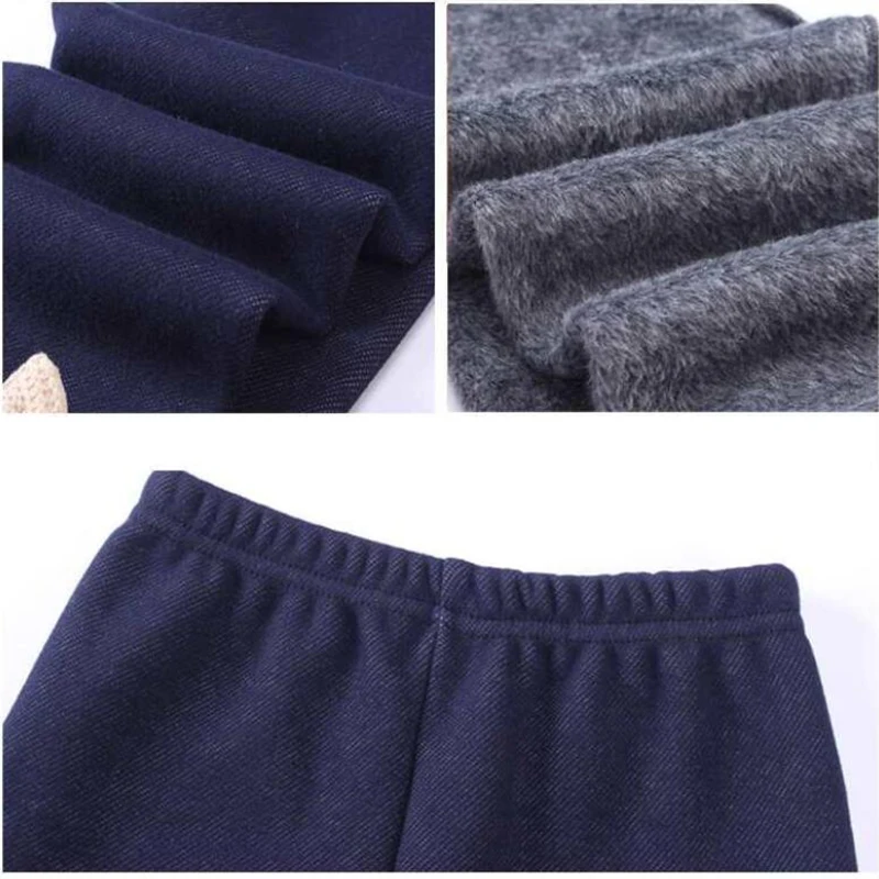 Новинка 2020 бархатные джинсовые леггинсы для девочек Осень зима Детские