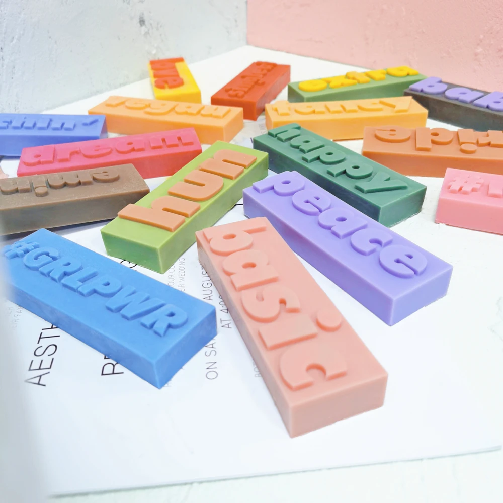 Moldes de silicona de forma rectangular, decoraci&oacute;n hecha a mano de estilo coreano, DIY, molde de vela con eslogan SelfLove-4