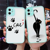 cute cat scratching phone case clear funda matte transparent for blue iphone 7 8 x xs xr 11 12 pro plus max mini