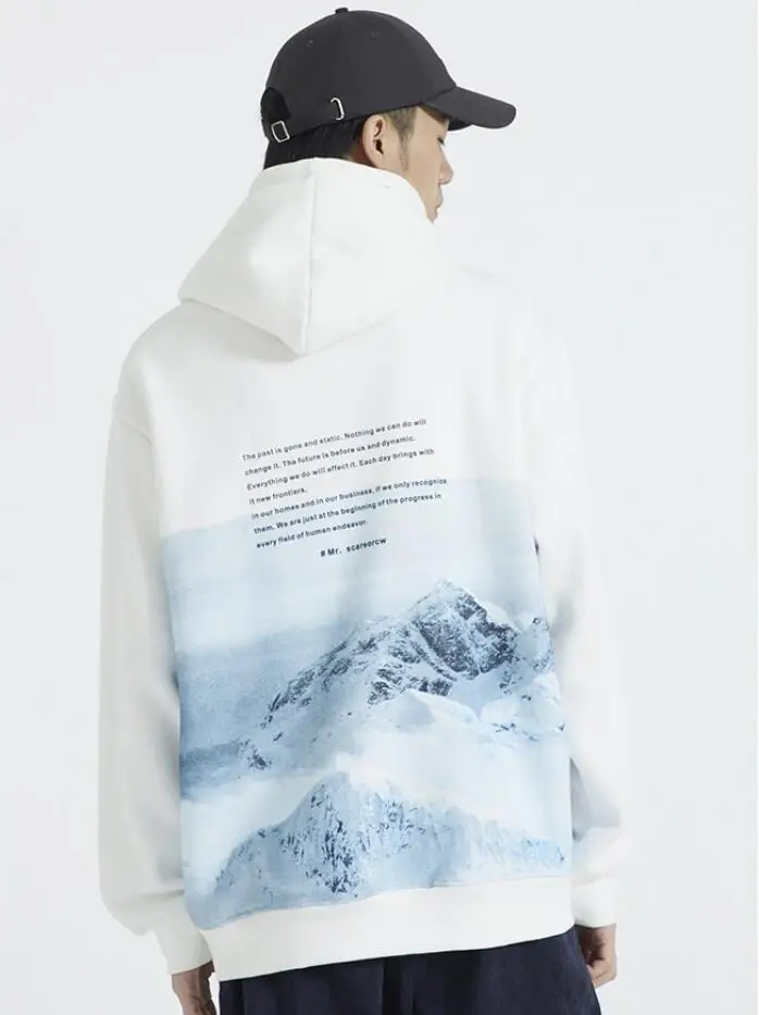 

Snow Mountain Print Hoodies Sweatshirts 2020 Men Harajuku Hip Hop Casual Pullover Hooded Streetwear Fashion Male Tops w1312