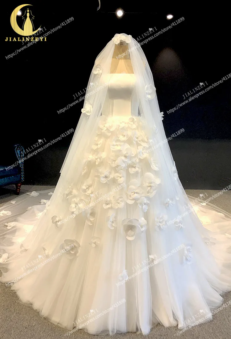 Rhine real Pictures Straples organza flowers with veil платье на выпускной Wedding gown wedding dresses