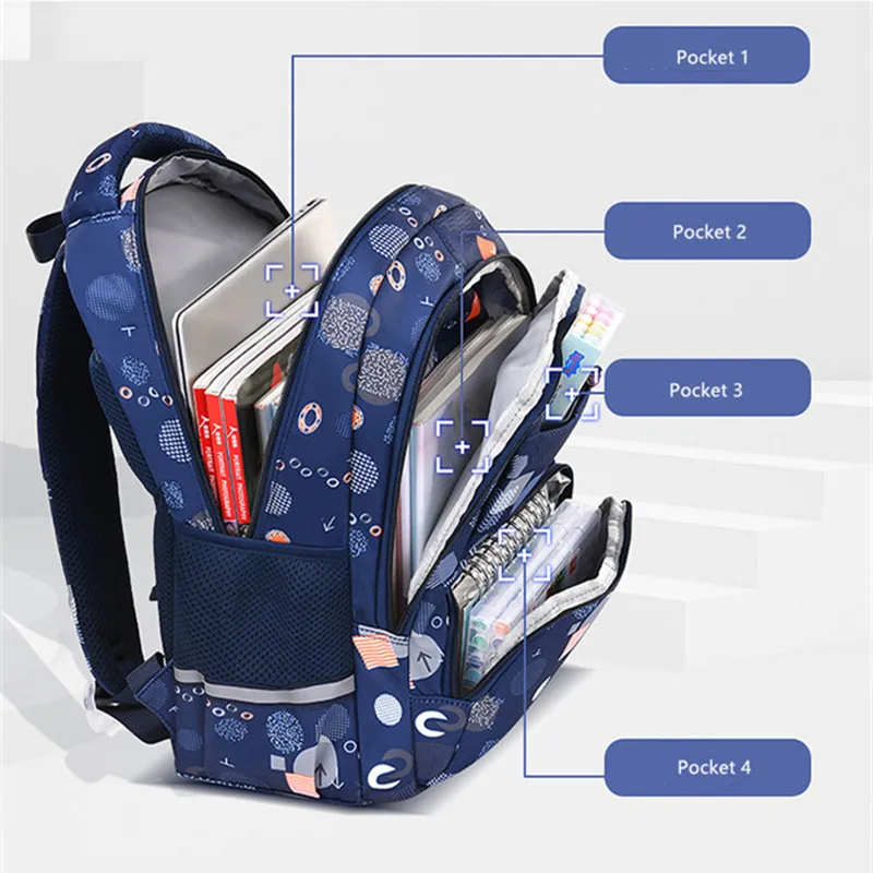 Школьные ранцы Fengdong для детей Набор сумок еды и ланча большой ортопедический