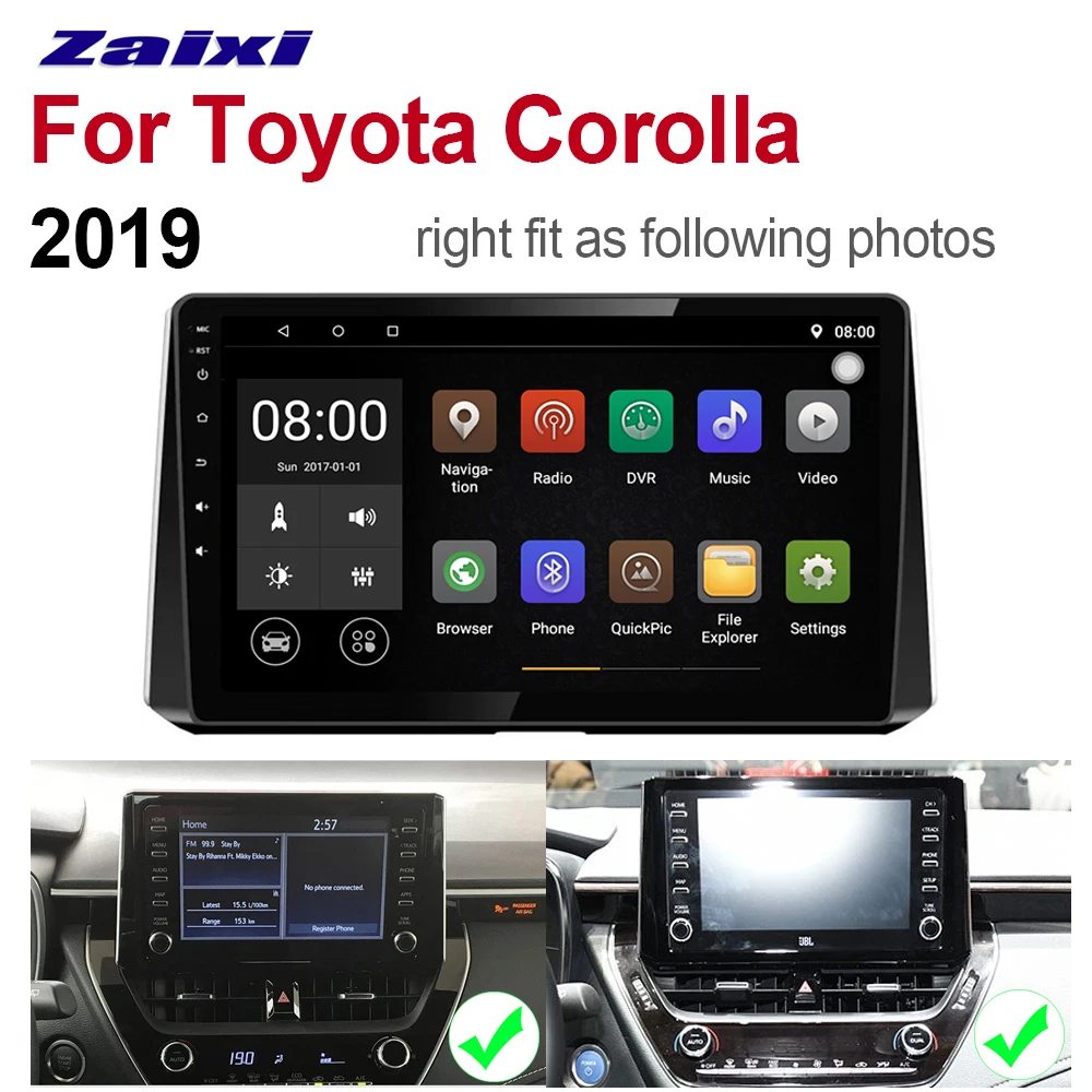Автомобильный мультимедийный плеер ZaiXi Android GPS аудио радио стерео для Toyota Corolla 2019