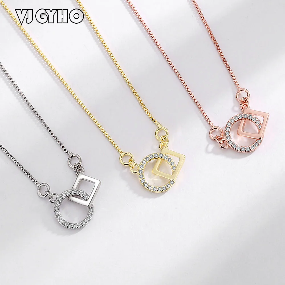 

VJGYHO 925 Sterling Silver Simplicity Geometry Pendant Necklace For Women Fashion Clavicle Chain Choker Trend Jewelry Fine Gift