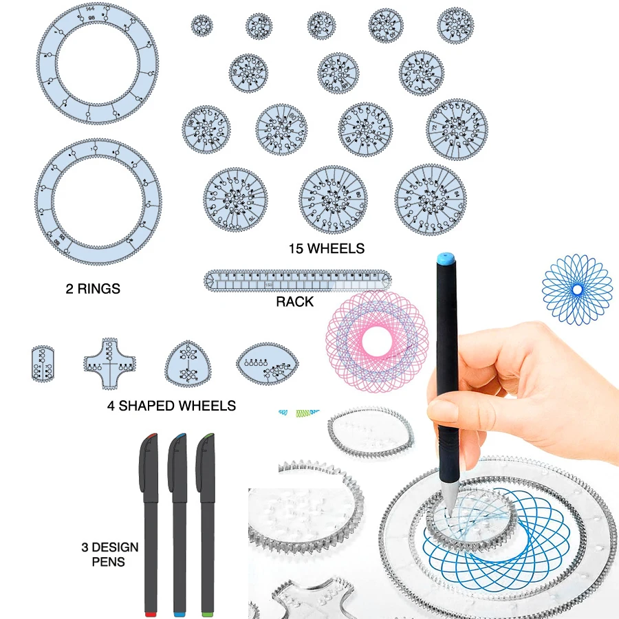 Спирограф игрушки для рисования детский художественный набор спирального