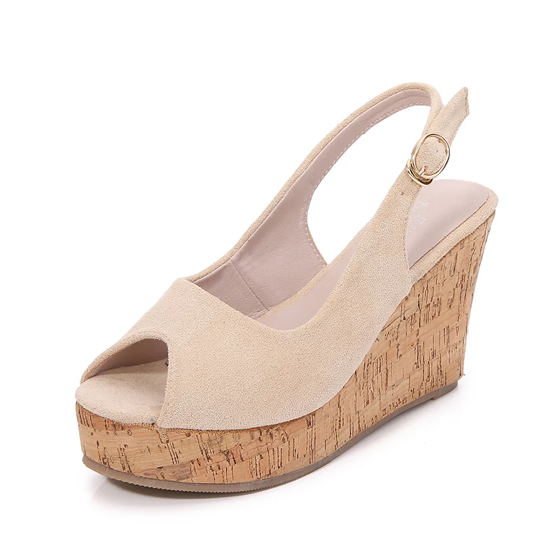 

Female Sandal 2021 Summer Clogs With Heel Womens Wedges All-Match Espadrilles Platform Open Toe Clear Shoes Girls Thick High Bei