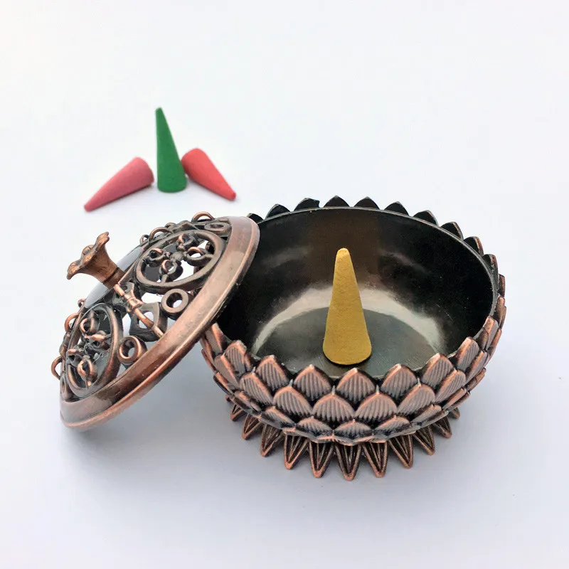 Курильница в форме лотоса из сплава латунная мини катушка сандалового дерева